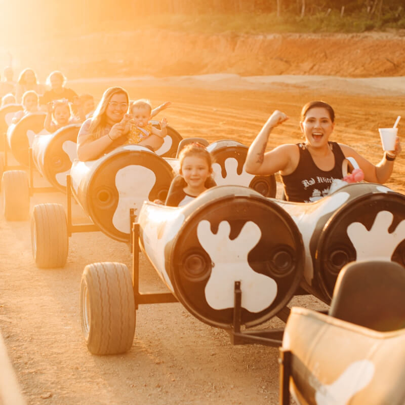 Guests Enjoy Barrel Trains